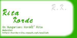 rita korde business card